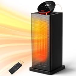 Ceramico Baño Pared OMISOON Calefactor 2000W, Calefactor Bajo Consumo Cerámico PTC, ECO, LED Táctil, 90 ° Oscilación, Temporizador 24H, Control Remoto, 4 Modos, Termostato Constante, Protección Múltiple, hogar, Negro