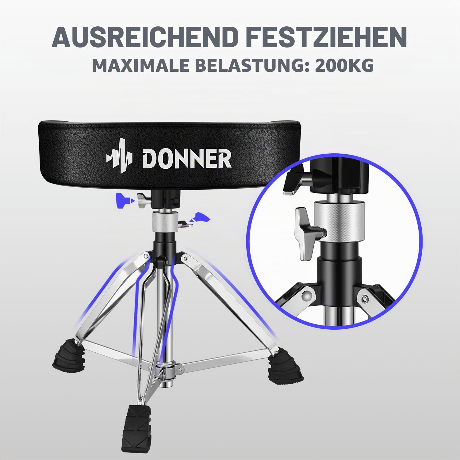 Donner Verstellbarer Schlagzeughocker gepolsterter Drummersitz Drumhocker Moto Seat