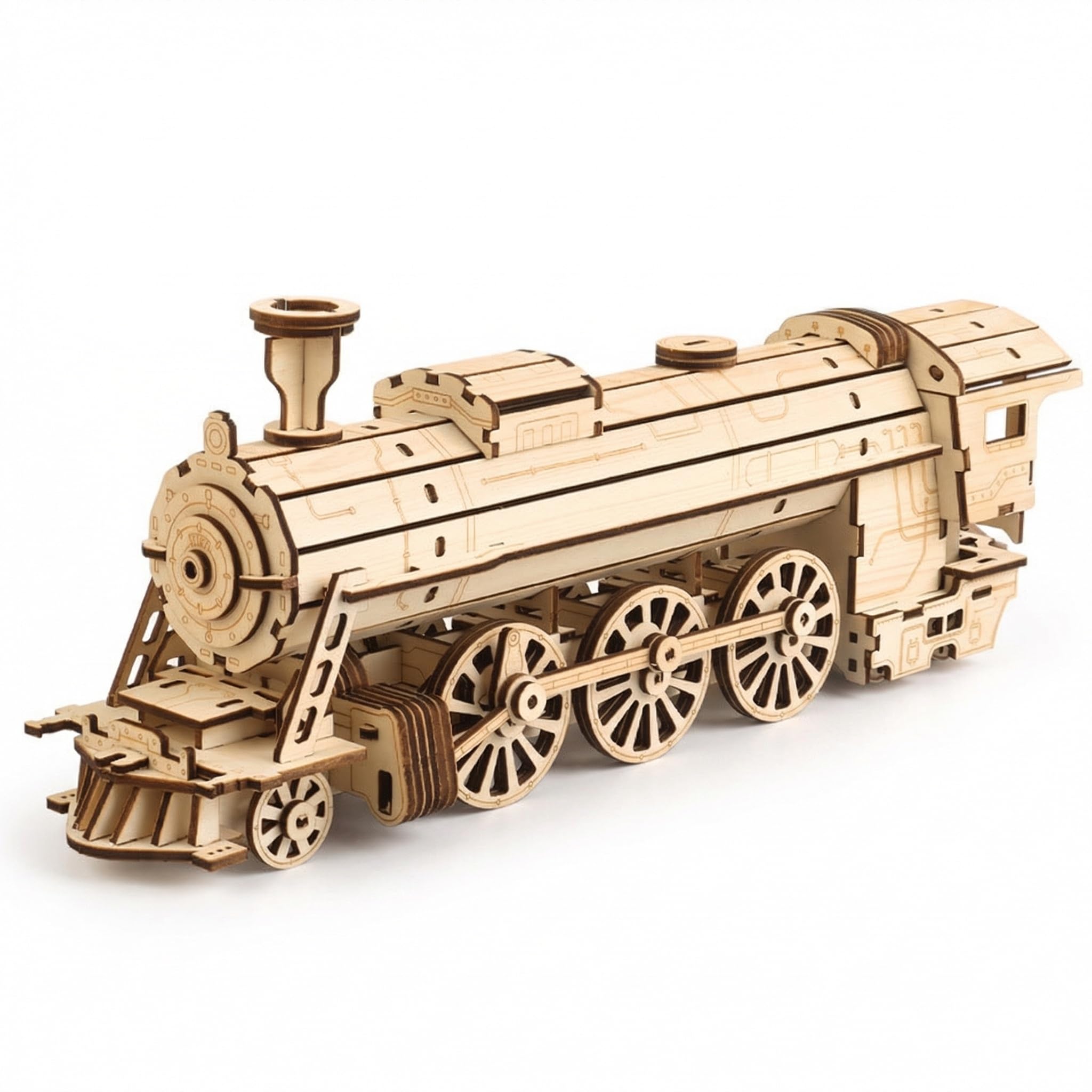Foyucool 3D Wooden Puzzles for Adults, Mechanical Car Model Kits to Build, DIY Vehicle Construction Set, Creative Birthday for Teens Men (Steam Locomotive)