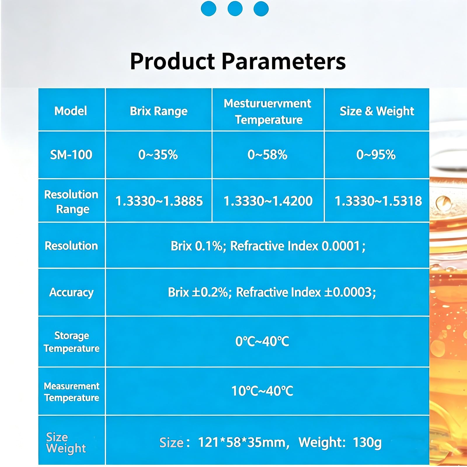 Refractómetro digital Brix para prueba de azúcar de frutas, ATC, resolución del 0,1%, precisión del 0,2%, fácil de operar, medición rápida 3S, amplio rango