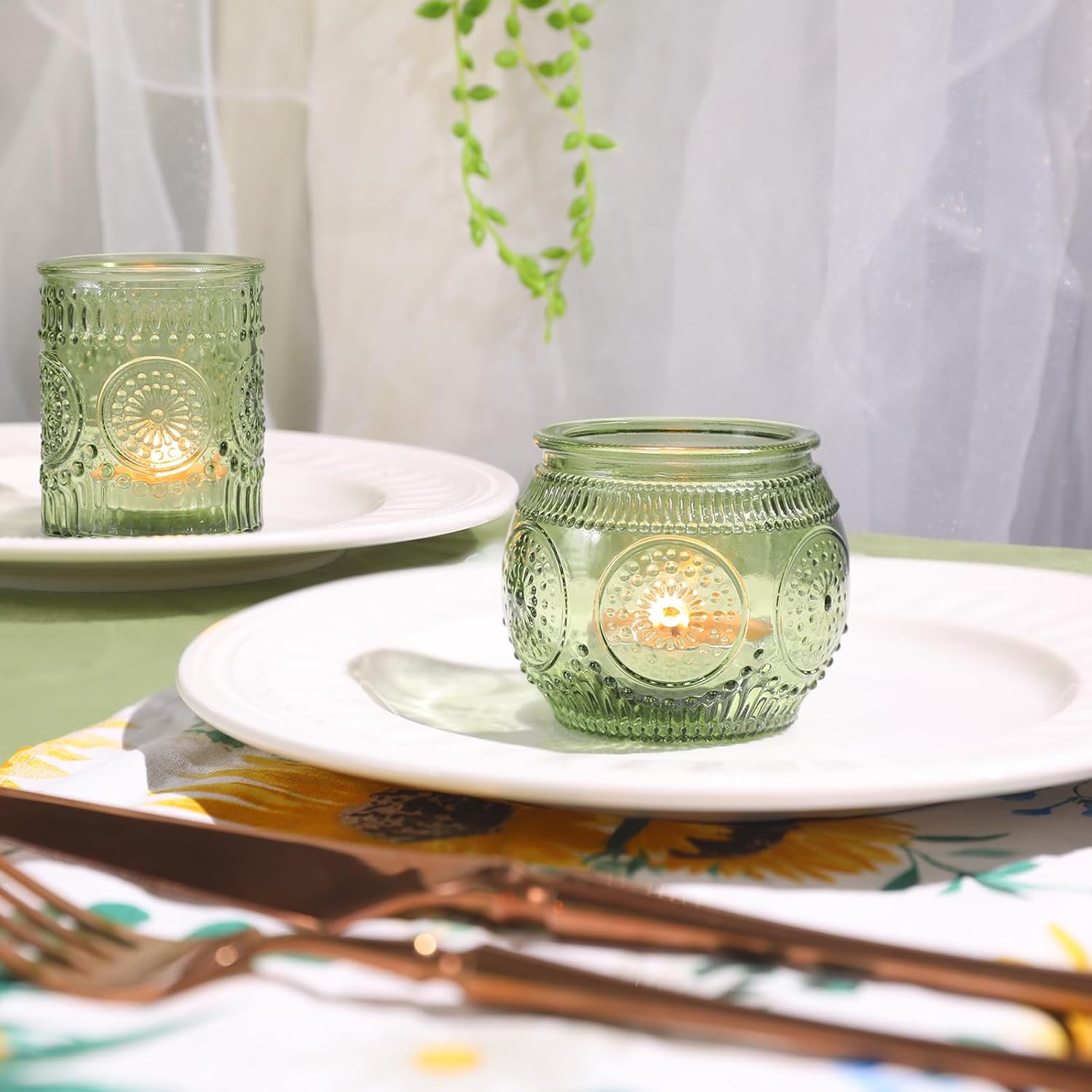 30pcs Assorted Green Votive Candle Holders Bulk, Fall Baby Wedding Shower Decorations,Tealight Candle Holder for Table Centerpieces Decorations, Boho Tea Party Decor, Bridal Shower Gifts for Guests