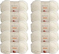 Vista 17 de Sensy - Hilo de terciopelo para ganchillo o manta de bebé, hilo de chenilla, hilo amigurumi, 3.5 onzas, 132 yardas, calibre 5, voluminoso