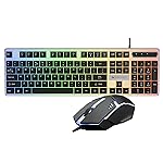 Zebronics Wired Keyboard & Mouse Combo, 104-Key, 1200 DPI, ₹ Key & Multimedia Controls, Ergonomic Mouse, 1.3m Cable, Multicolor LED (War 2, White + Blue) (White+Black)