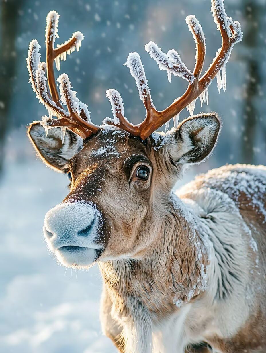 WEISHIWE Jeleń w zimie zestawy do malowania numerami dla dorosłych, 80x100cm m-155 | Pigment akrylowy - początkujący dorośli łatwe na płótnie - nieoprawione - farba do dekoracji ścian w domu