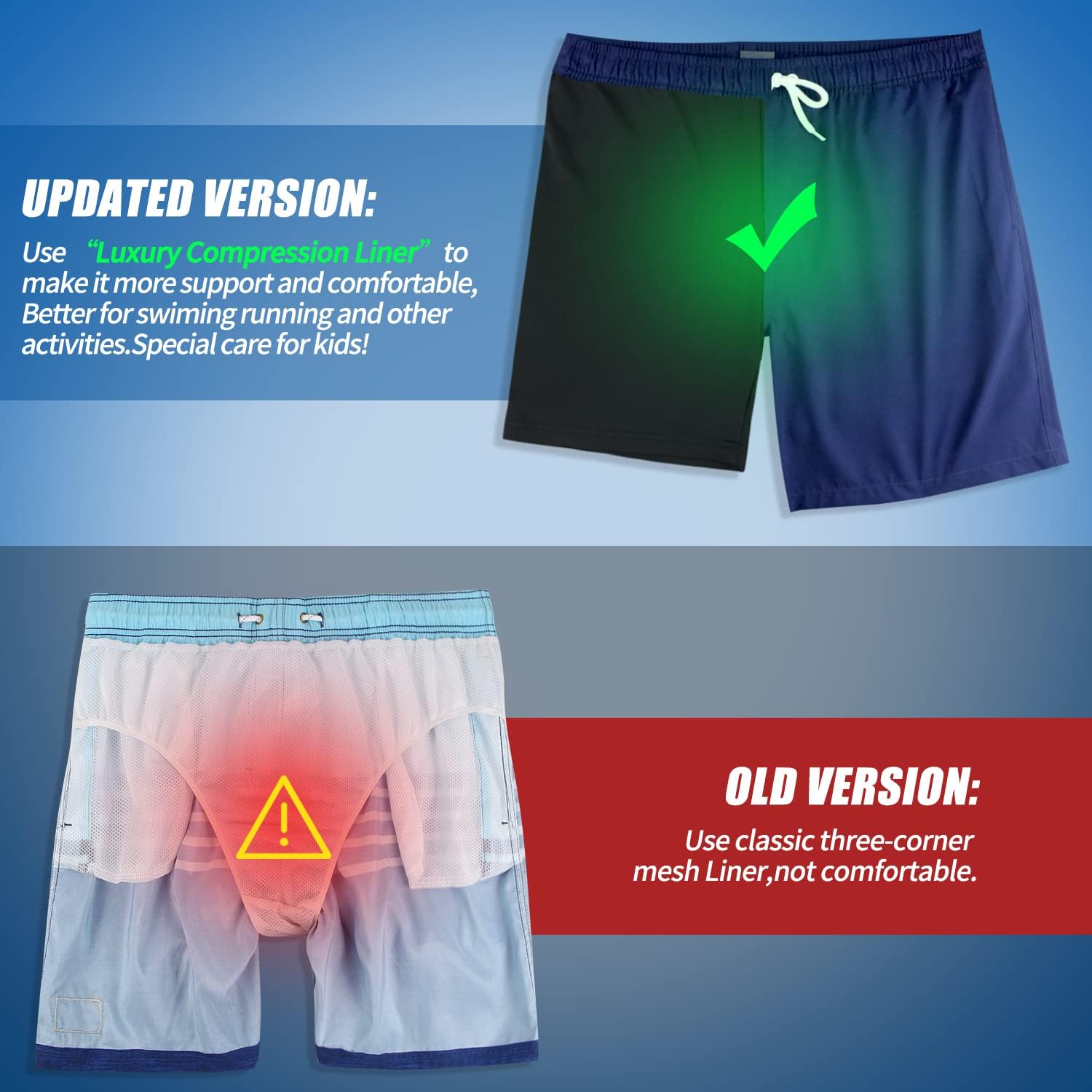 LUCOWEE Boys Swim Bathing Trunks Soft Compression Liner no-Chafing Swimming Shorts Quick Dry Light UPF 50+ Quality Swimsuit