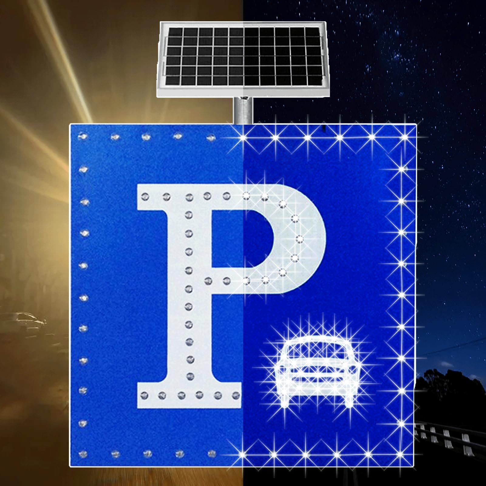 Solar señal de Advertencia de tráfico Vial Intermitente de Aluminio con led para Entrada de vehículos, Calle residencial, Uso Exterior, Resistente a la Intemperie