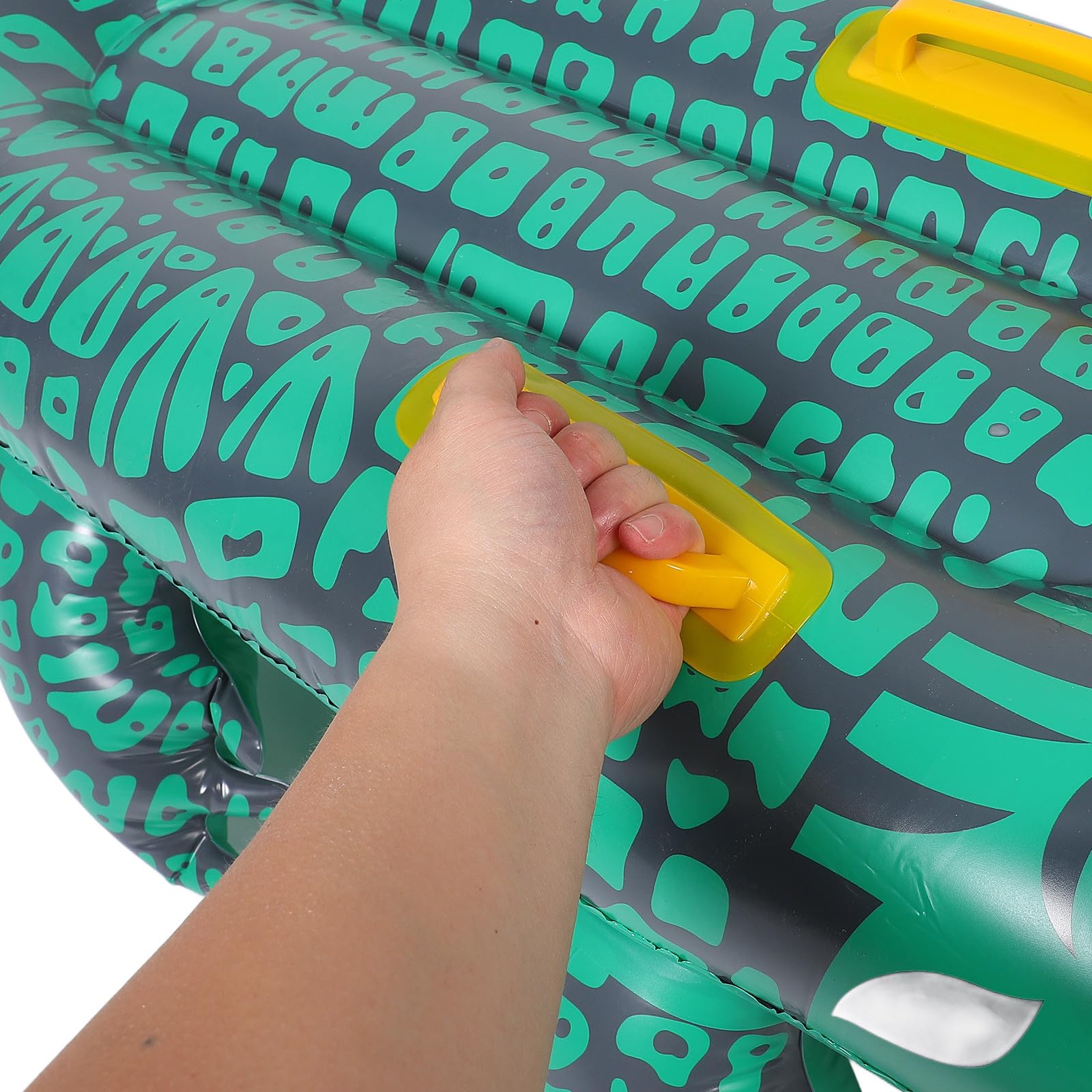 YARNOW Aufblasbare Alligator Pool Schwimmhilfe aus PVC Auslaufsicher und Tragbar Spielerische Grüne Schwimmmatte für Strand und Poolspaß