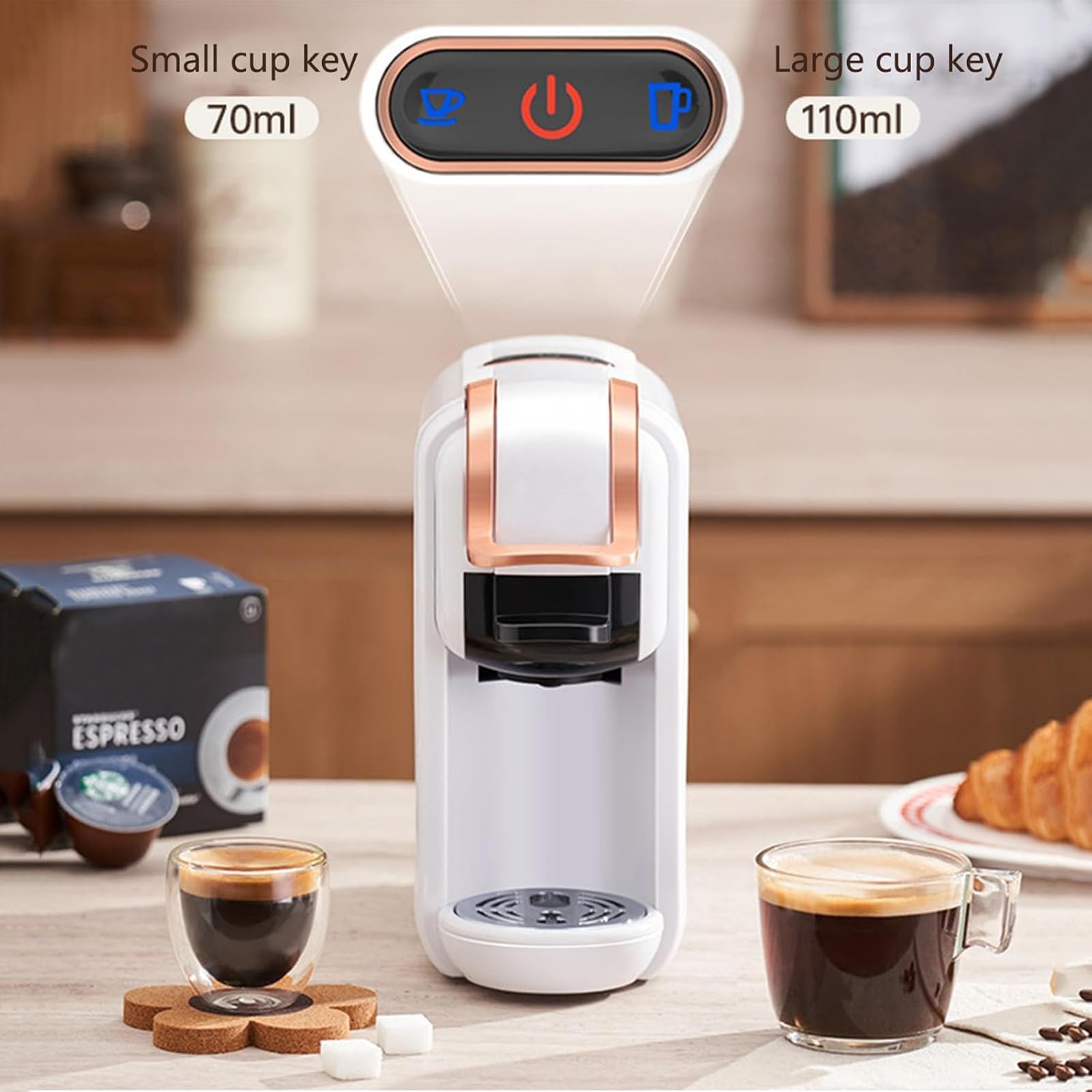 Cafetera multicápsula: compatible con varias cápsulas, máquina portátil para uso de café molido