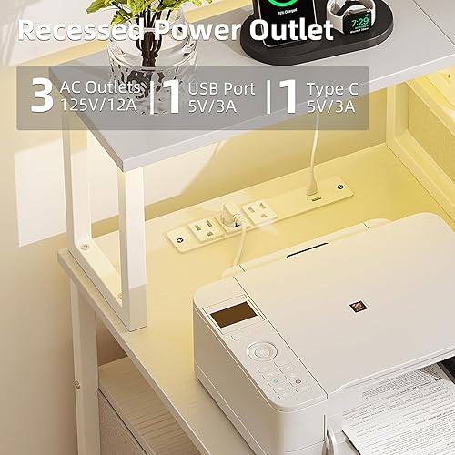 Miniatura 6 de MUTUN Escritorio para computadora de 53 pulgadas con 4 cajones y tomas de corriente, escritorio reversible de oficina en casa con soporte para