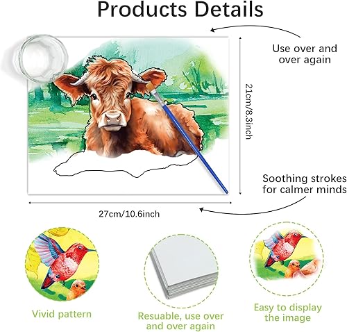 Miniatura 4 de 24 piezas de productos de demencia para ancianos reutilizables para pintura al agua, juguetes de animales de granja, actividades de demencia para