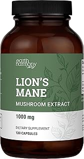 Organic Lions Mane Supplement (1000mg), 2-Month Supply Lion's Mane Mushroom Supplement Extract to Support Focus, Memory (120 Capsules)