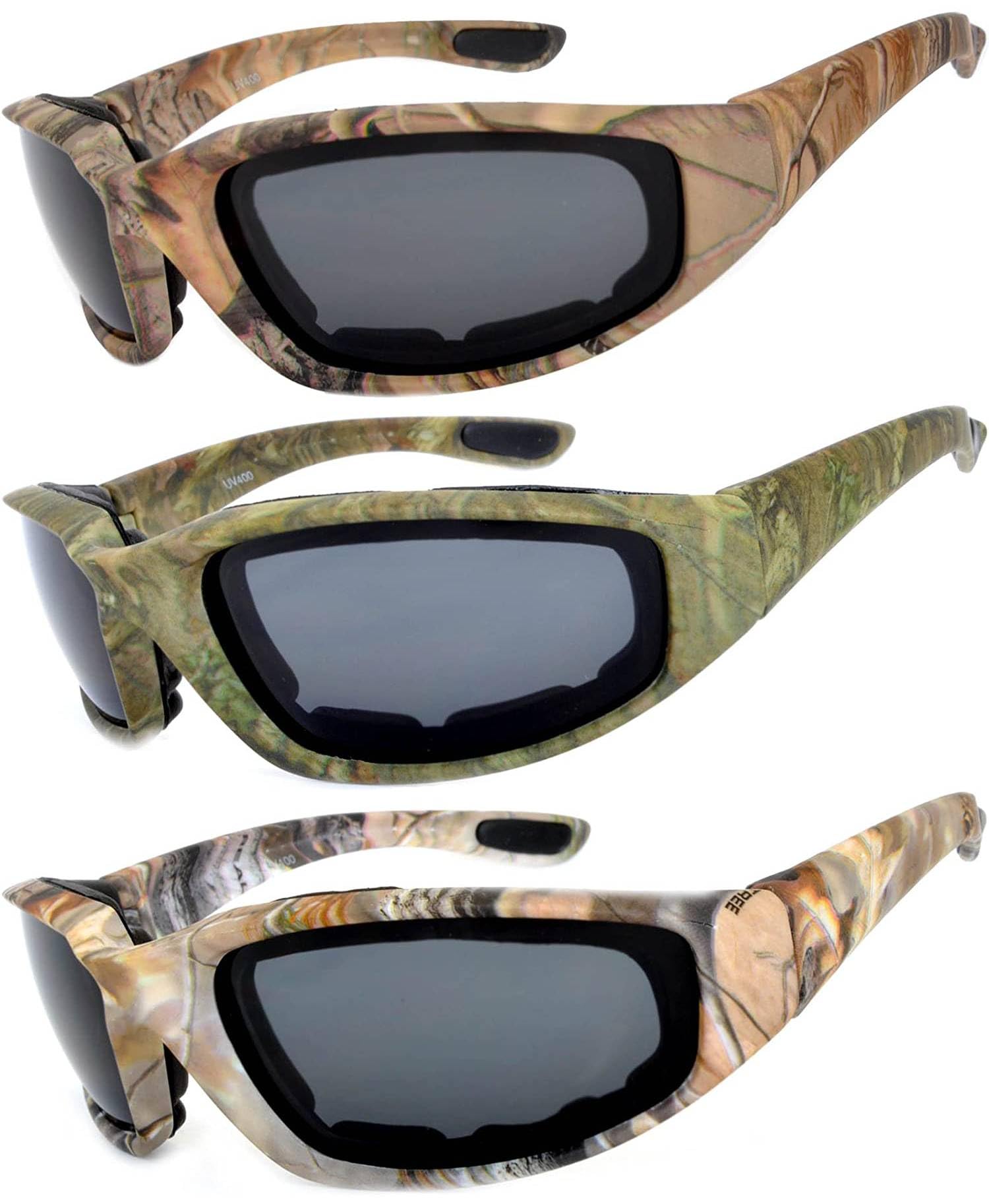 OWL Motorcycle Riding Sport Sunglasses Assorted Color Multipacks, Unisex Foam Padded Wind Blocking Glasses UV400 Protection