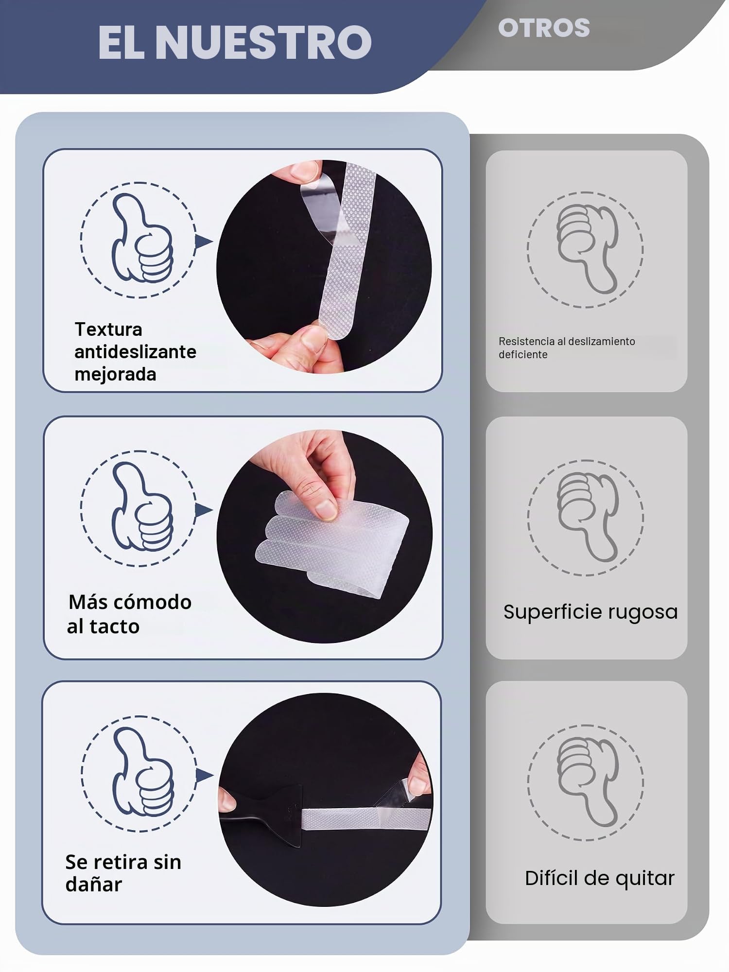 Secopad Calcomanías de Seguridad Antideslizantes para la Ducha con raspador (Transparente)