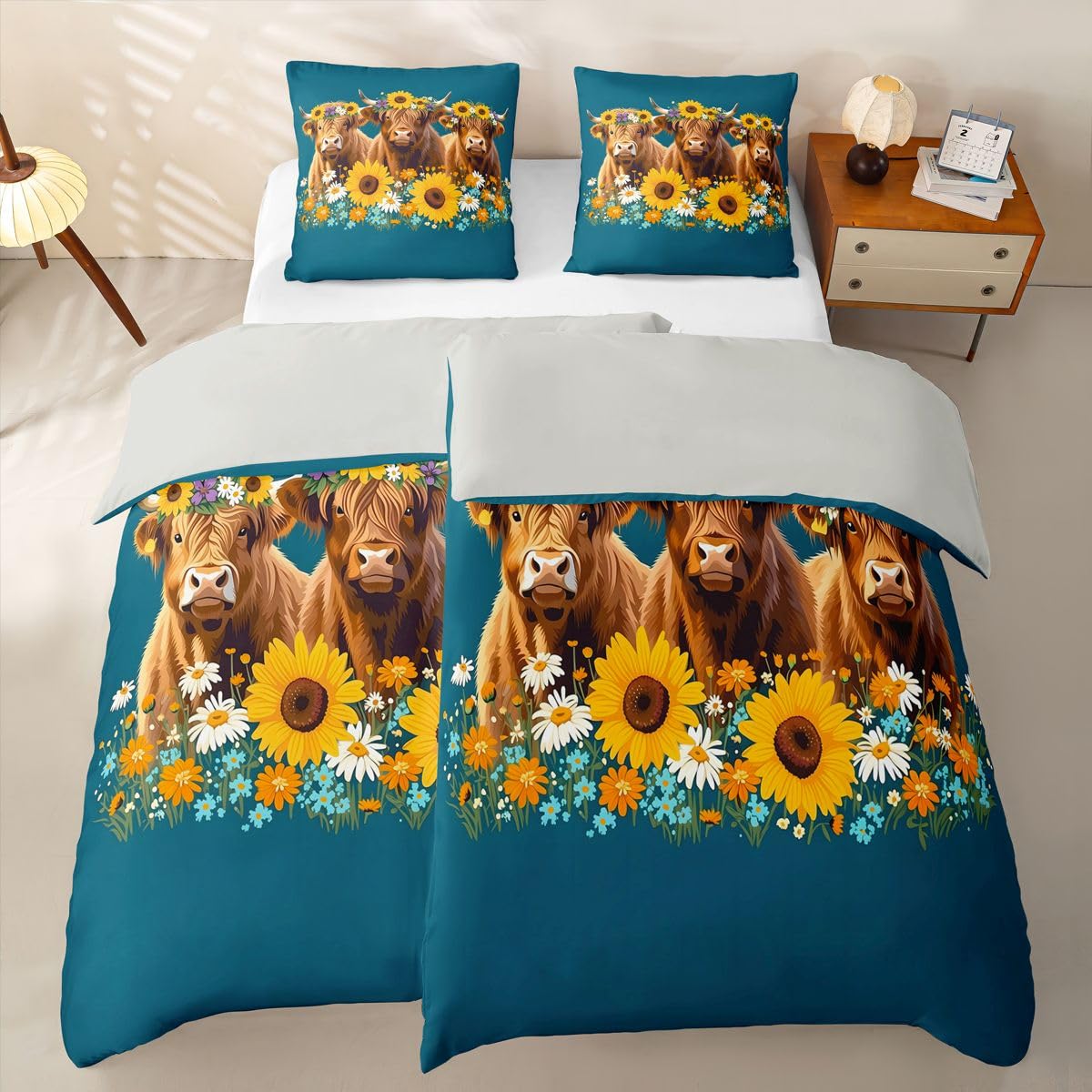 Homewish Hochlandrind Microfaser 135x200 Bettwäsche 4teilig