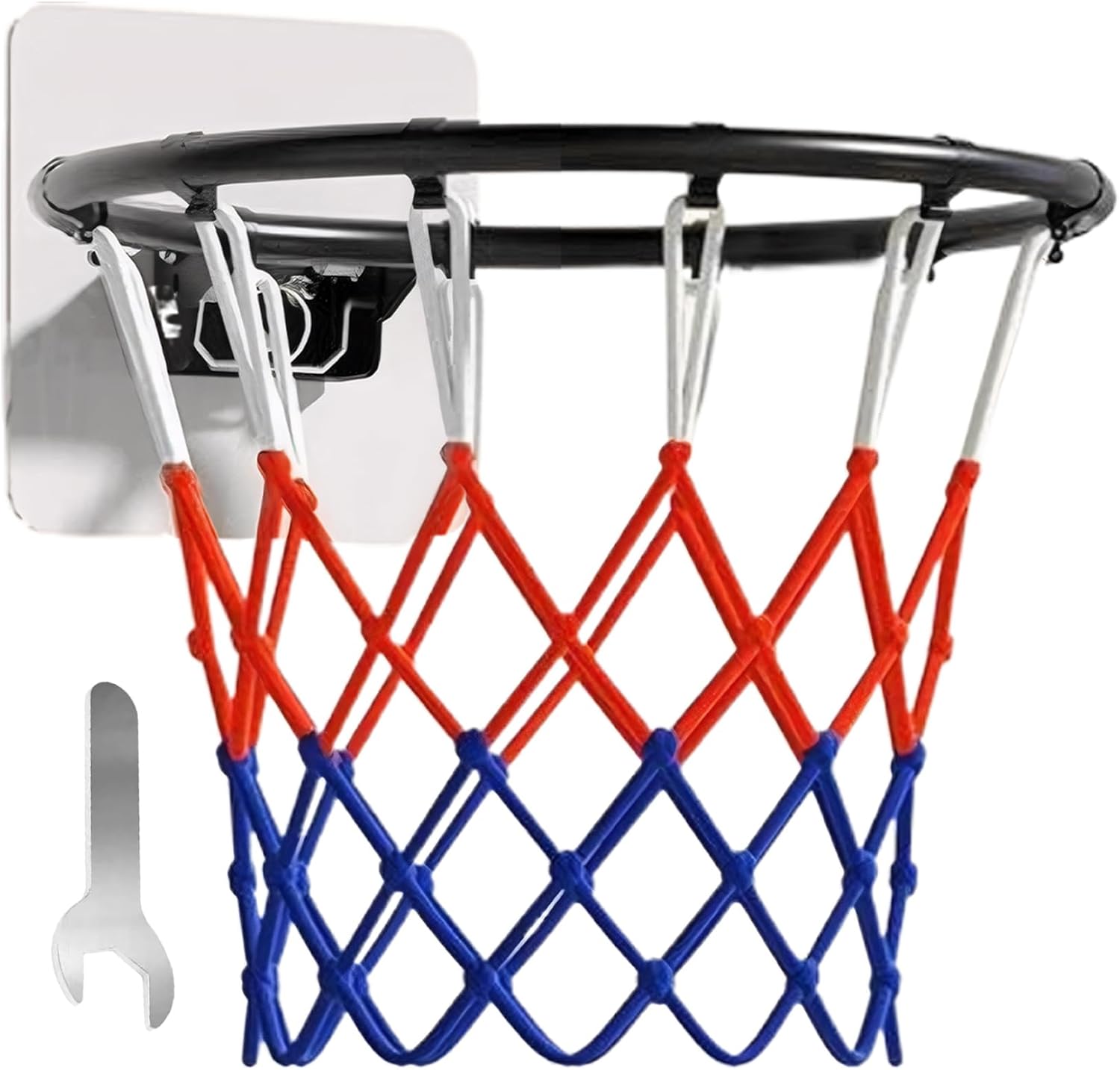Basketball Rim Replacement, 14 Inch Basketball Rim with All Weather Net, Foldable Hoop Replacement, Hoop with Sticker for Wall Door Mounted