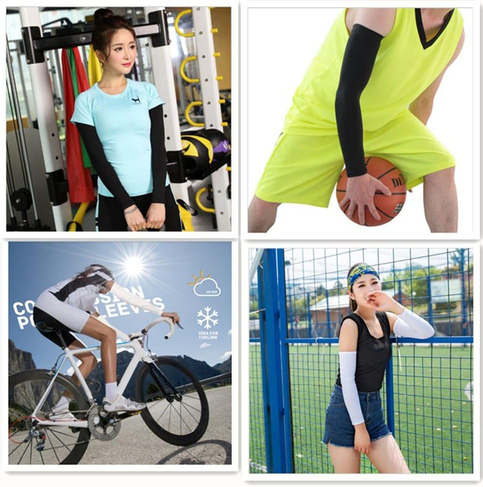 Get Discount Offer Arm Sleeves, BoChang 2 Pairs Sports Cooling Arm Sleeves Unisex Sun Block UV Protection Cooler Protective Hands Arm Cover Long Sleeve for Outdoor Activities Skin Protection (1 Pair Black, 1 pair White)