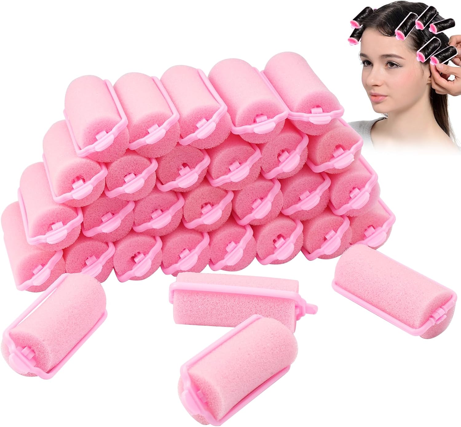 30 stuks Foam Sponge Hair Rollers, Hair Styling Sponge Curlers, 25 mm Haarrollers, Schuimspons, Haarkrullers, Geen Schade aan Het Haar, Slaapkrulspelden voor Vrouwen, Doe-het-zelf Haarstyling