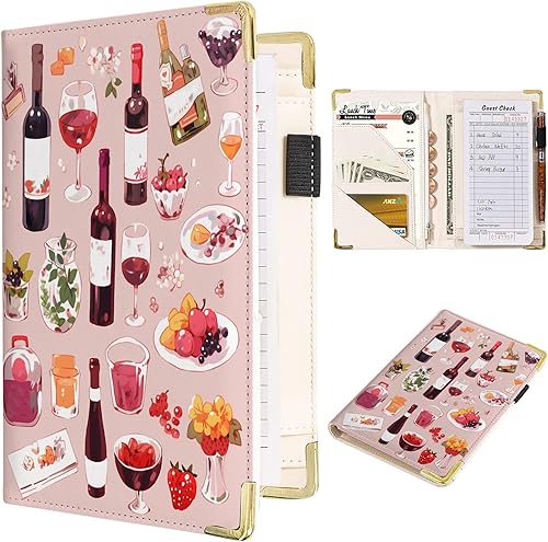 Libro de camarero de fiesta de vino tinto con uva morada, libros de camarero de gran volumen para camarero con alcohol, libro de camarero de cuero