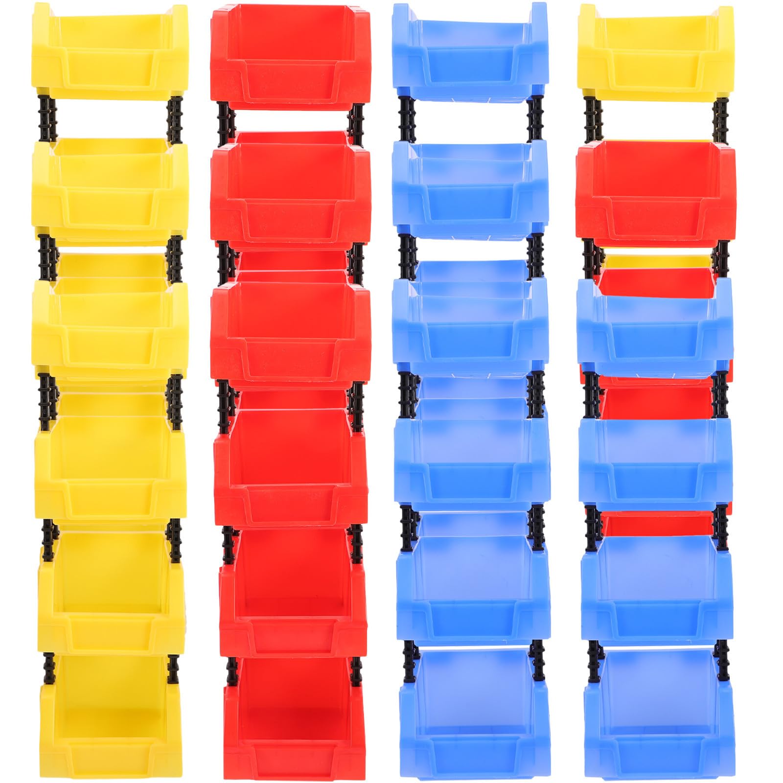 Boîtes de rangement pour visserie Garneck | 12 bacs de stockage empilables bleu et rouge