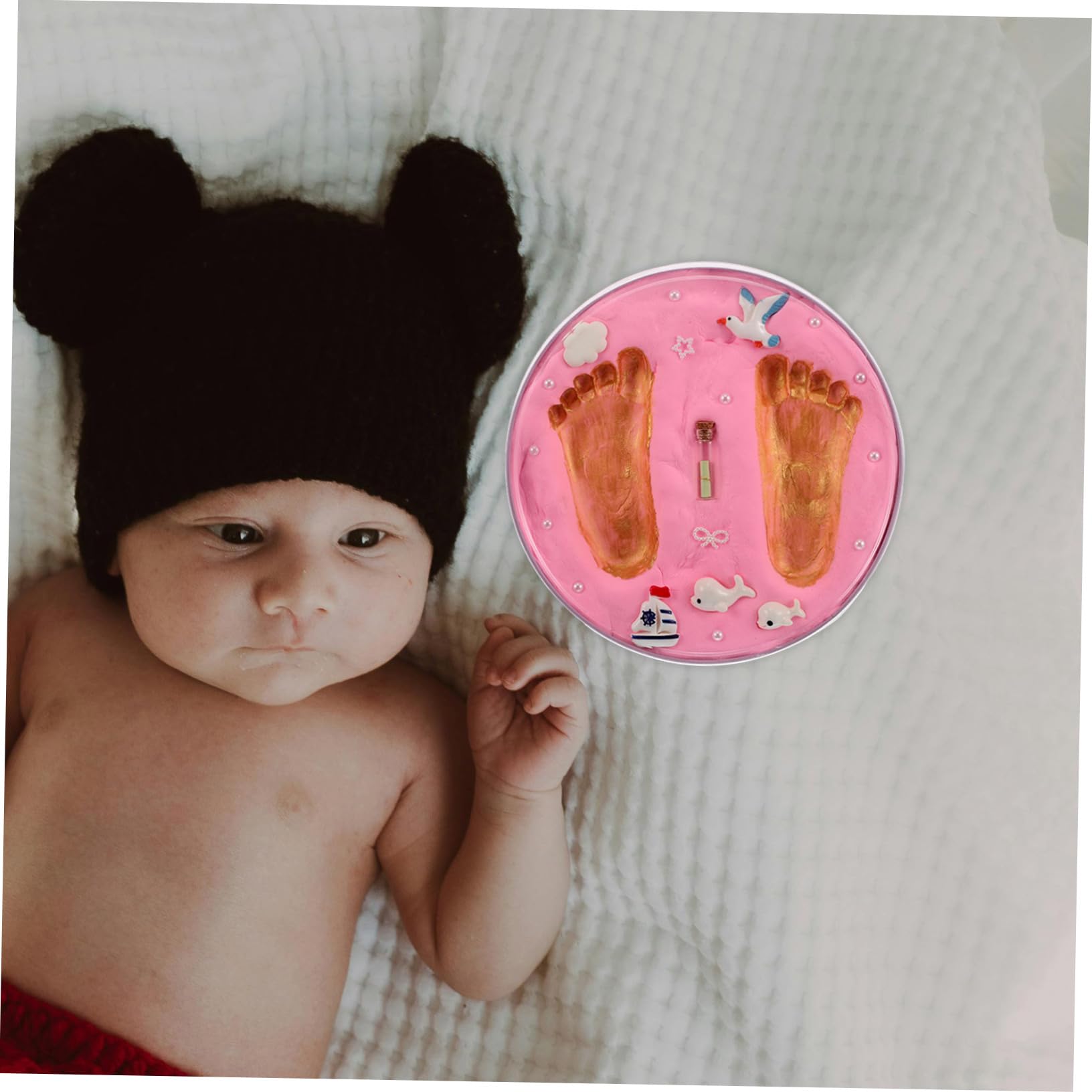Kit Empreinte de Main de Bébé Rose, Empreintes Claires et Détaillées