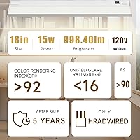 Vista 2 de Ansen Iluminación LED empotrada bajo gabinete, 18 pulgadas 15W luz LED para cocina/closet, 998.4lm, CRI>92, R9>90, regulable, 3 temperaturas