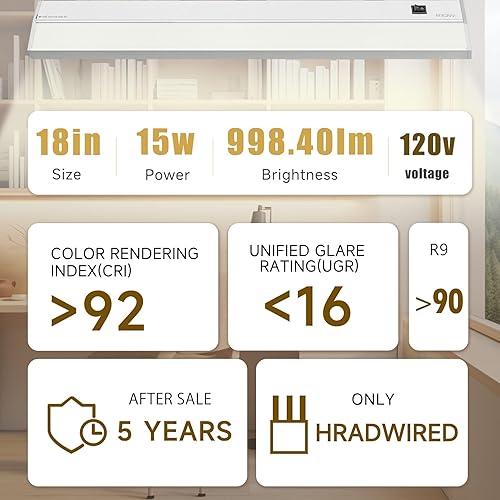 Miniatura 2 de Ansen Iluminación LED empotrada bajo gabinete, 18 pulgadas 15W luz LED para cocina/closet, 998.4lm, CRI>92, R9>90, regulable, 3 temperaturas de