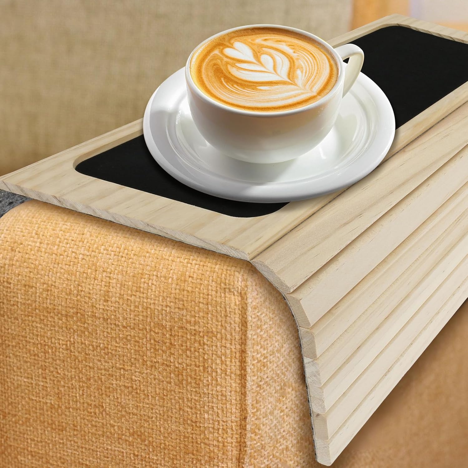 YLMFTNU Wood Sofa Arm Tray Bamboo Sofa Armrest Tray Anti Slip Foldable Sofa Table Tray Table Waterproof Wood