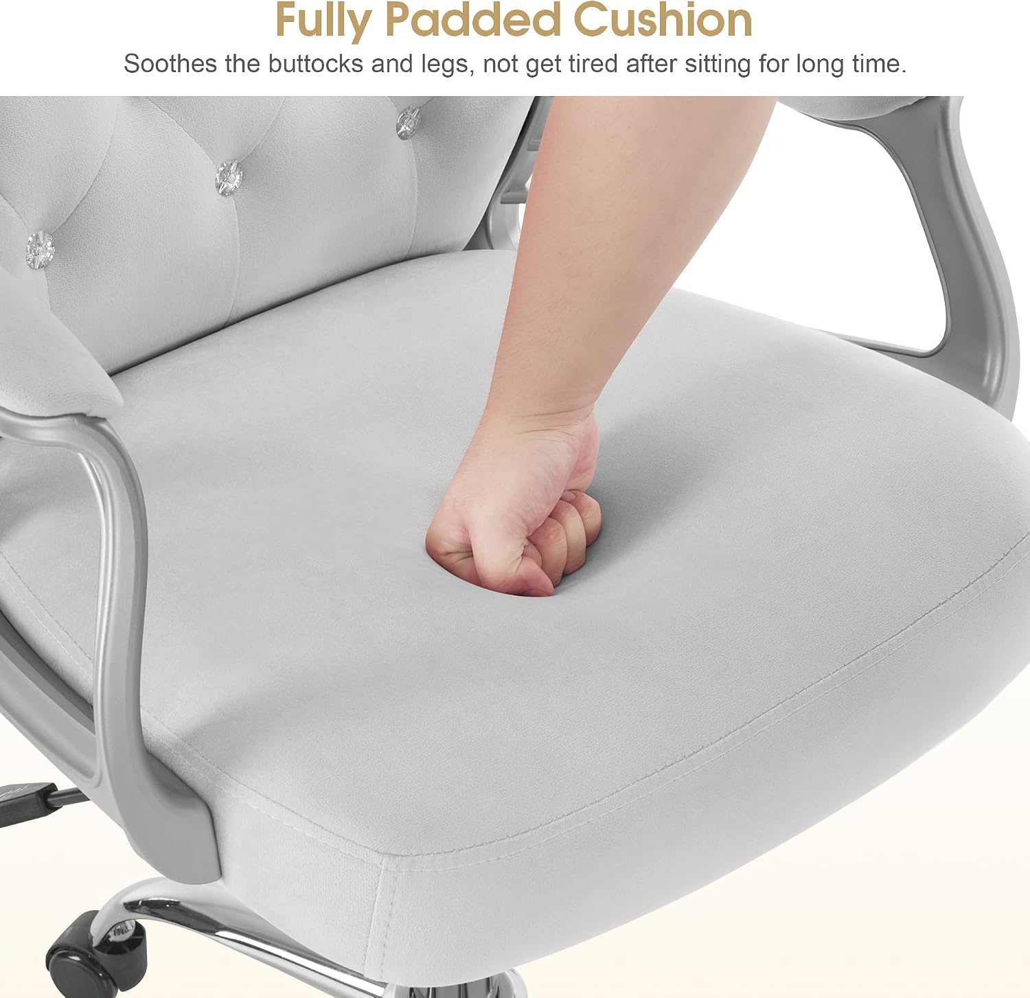 BarberPub Ergonomic Nail Tech Chair with Lumbar Support, Adjustable Manicure Chair with Armrests, Comfy Home Office Chairs with 360-Degree Swivel Wheels for Beauty Salon 3567 (Grey)