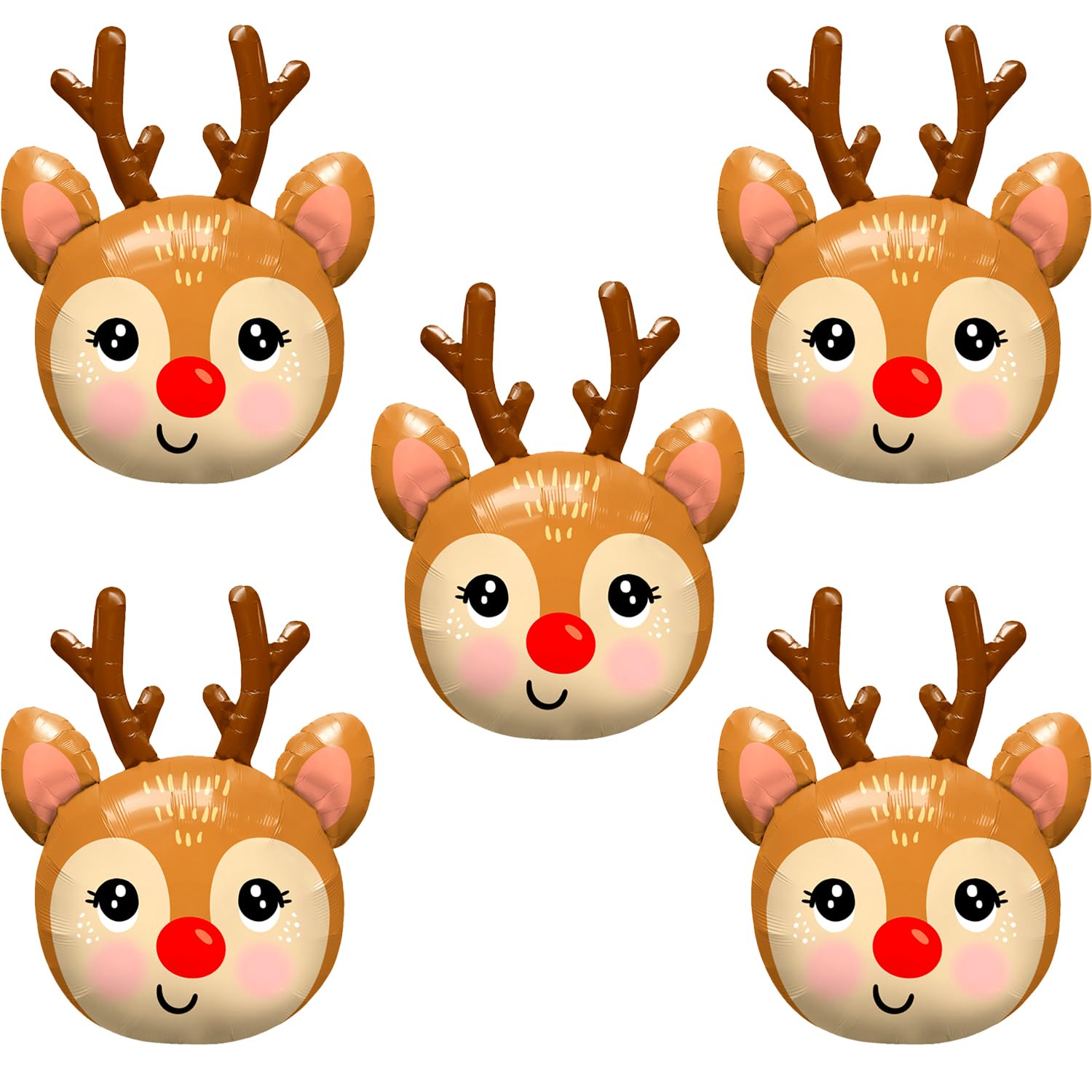 HAICN 5Pieces Reindeer Foil Balloon Deer Horn Air Walker Balloon Xmas Party Decorations Gift for Kids Photo Props