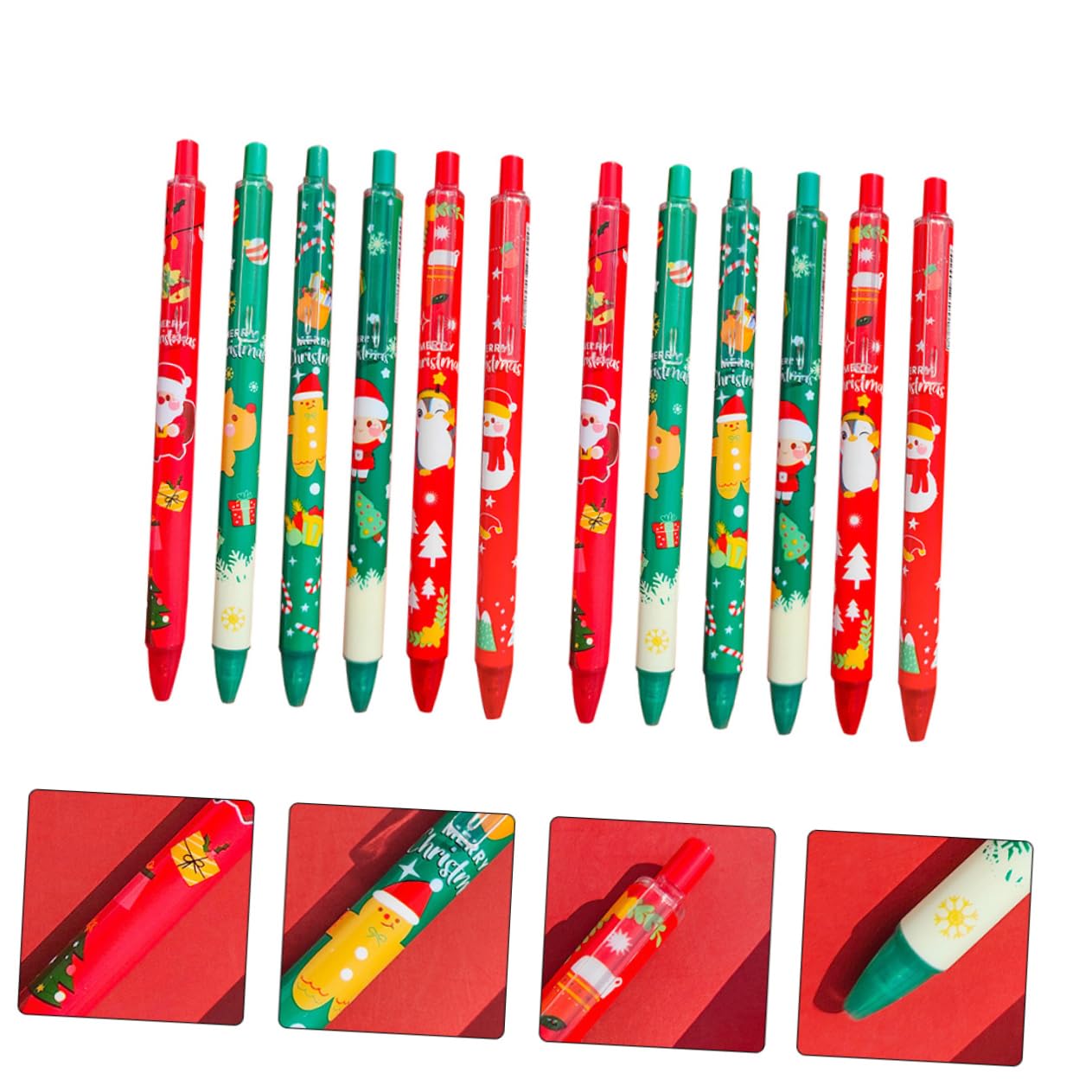 Lot de 12 Stylos à Encre Gel de Noël, Stylo D'écriture Créative en Plastique, Écriture Fluide et Facile, pour Étudiants et Fêtes de Noël Plusieurs styles
