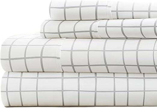 Linen Market Double-Brushed Patterned Microfiber Twin Sheet Set 3 Piece – Oeko-TEX Certified Ultra Soft & Wrinkle-Free - 16" Deep Pocket Sheets - Easy Care Twin Size - Crossroad Light Gray