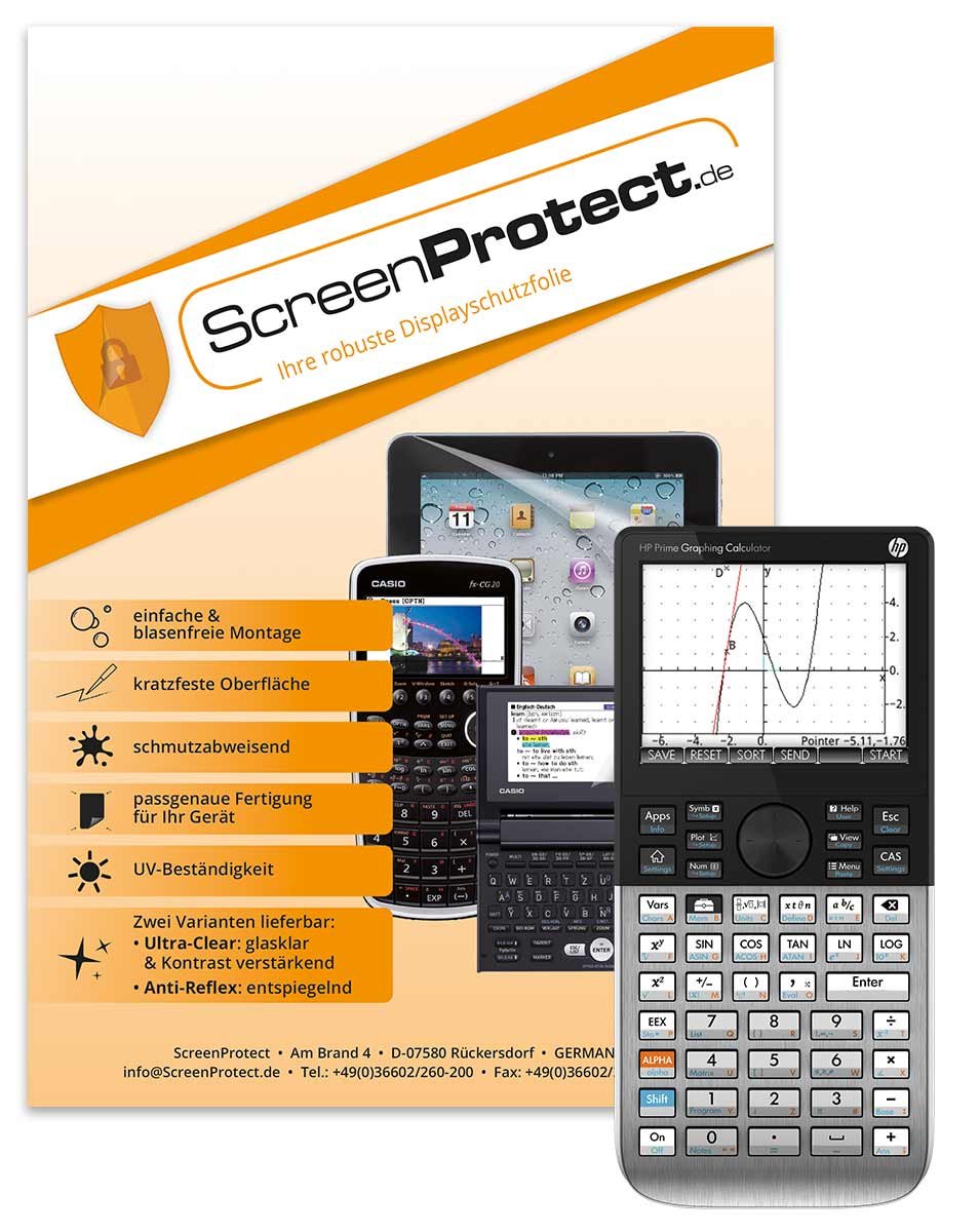 HP Prime CAS Grafikrechner Taschenrechner – leistungsstarker CAS Taschenrechner mit Touchdisplay für Schule & Studium, inkl. Abitur Buch, Schutzfolie, Geometrie-Set & Schutztasche (Nappaleder Schwarz)
