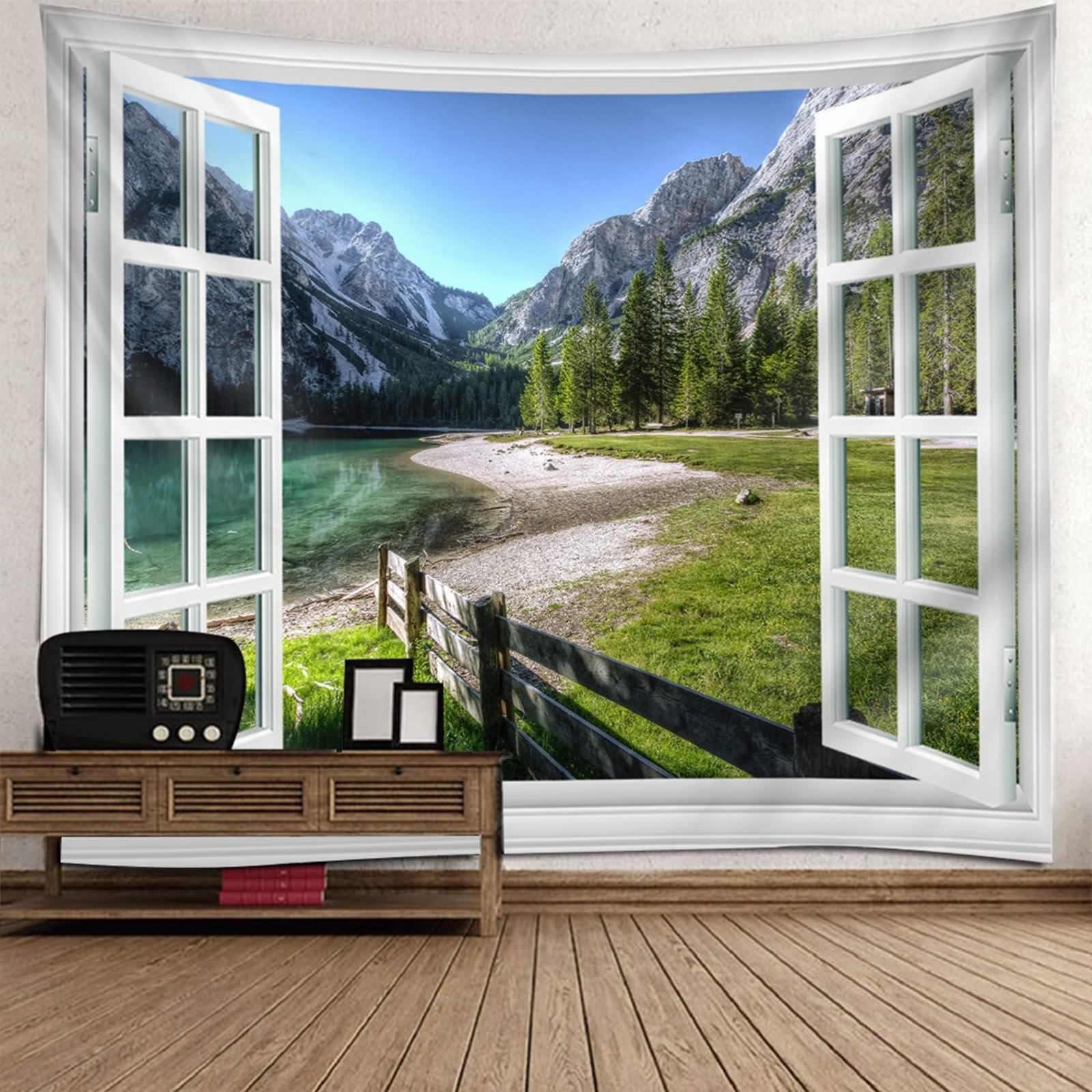 Tapisserie paysage nature 240x220cm pour salon vue montagne