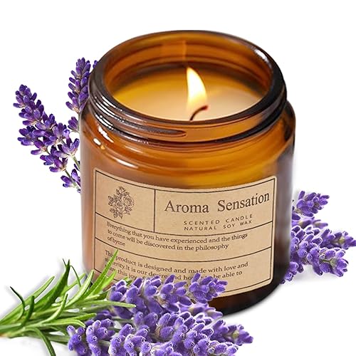 ARCASA Organic Lavender Candles - Non Toxic Soy Candles for Home, Stress Relief & Meditation (7oz) - Eucalyptus Lavender