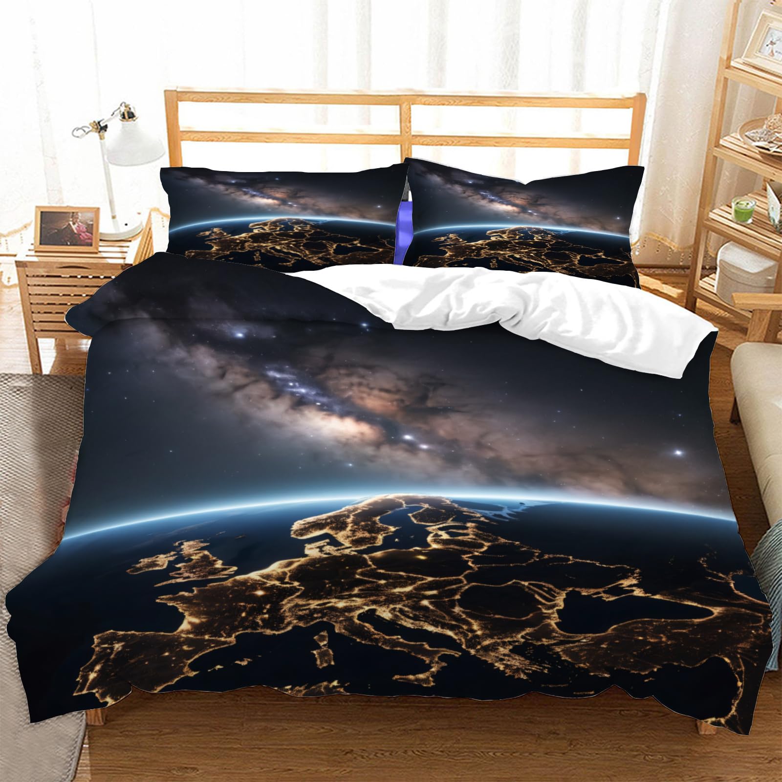 Housse de couette fermeture éclair 240x260 planète terre