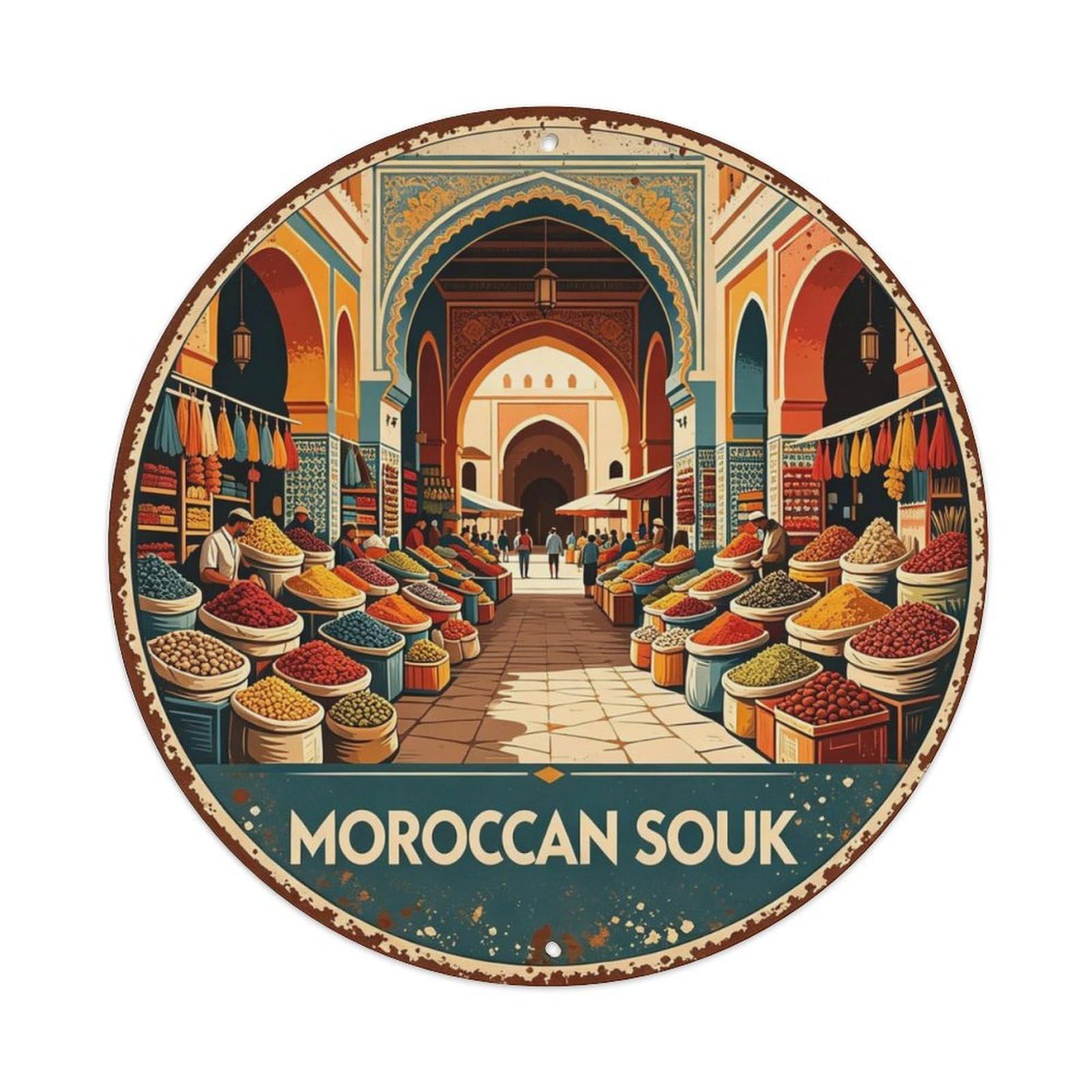 Moroccan Souk Metal Tin Sign Plaque