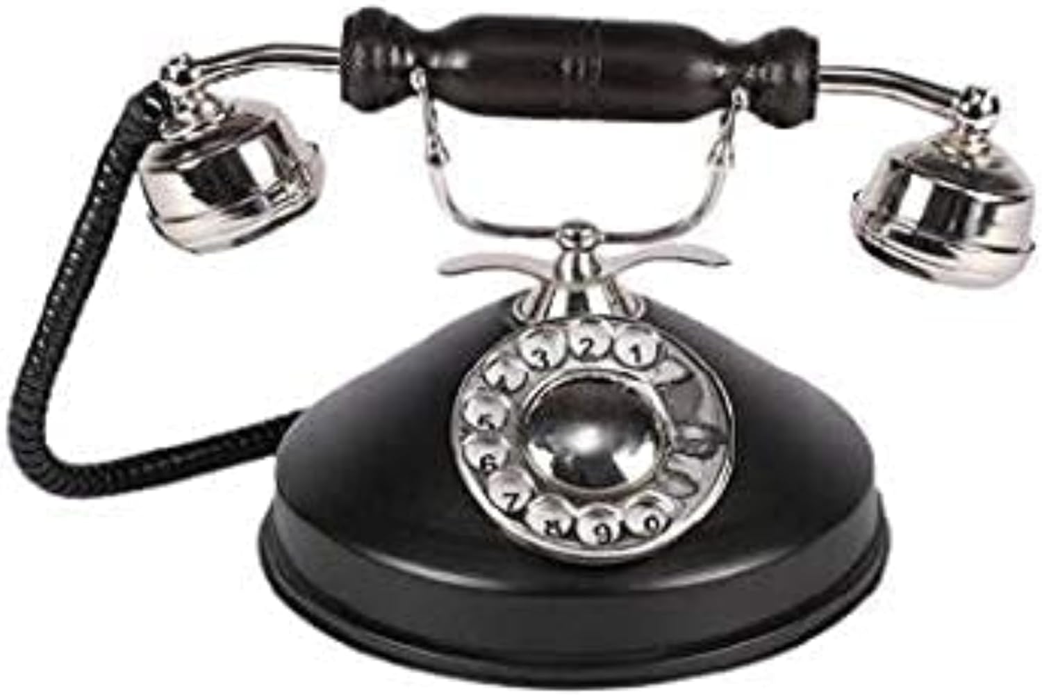 Decor Antique Black Nickel Vintage Rotary Dial Telephone - Non-Functional Decorative Replica for Home or Office Décor - VintiquE