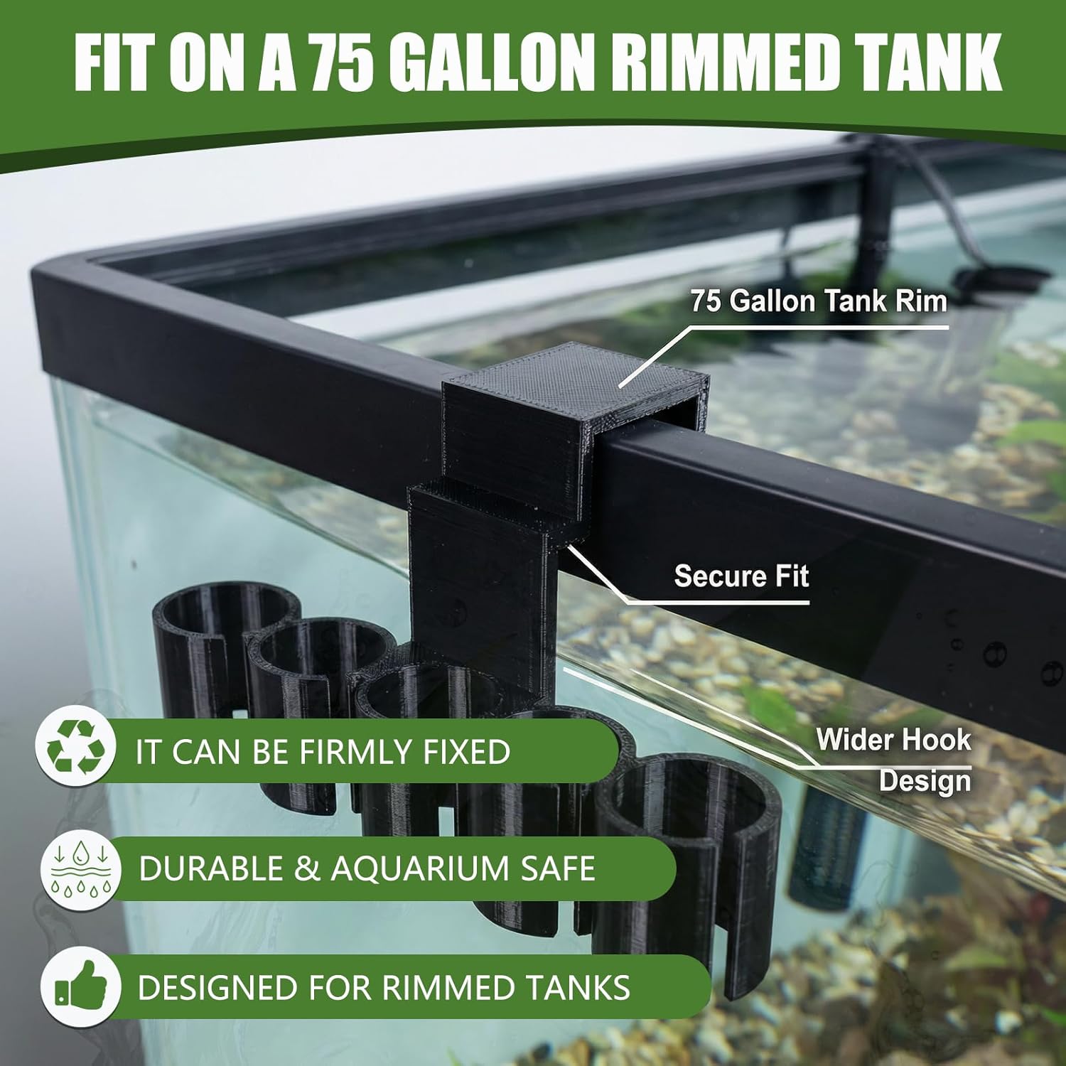 4-Pack Aquarium Plant Holder/Bamboo Clip-to hold bamboo stalks or other plants in a rimmed aquarium,5 elastic Holes-Fish Tank rim for 75 Gallon-Emersed Aquaponic Cultivation Decoration/Gifts