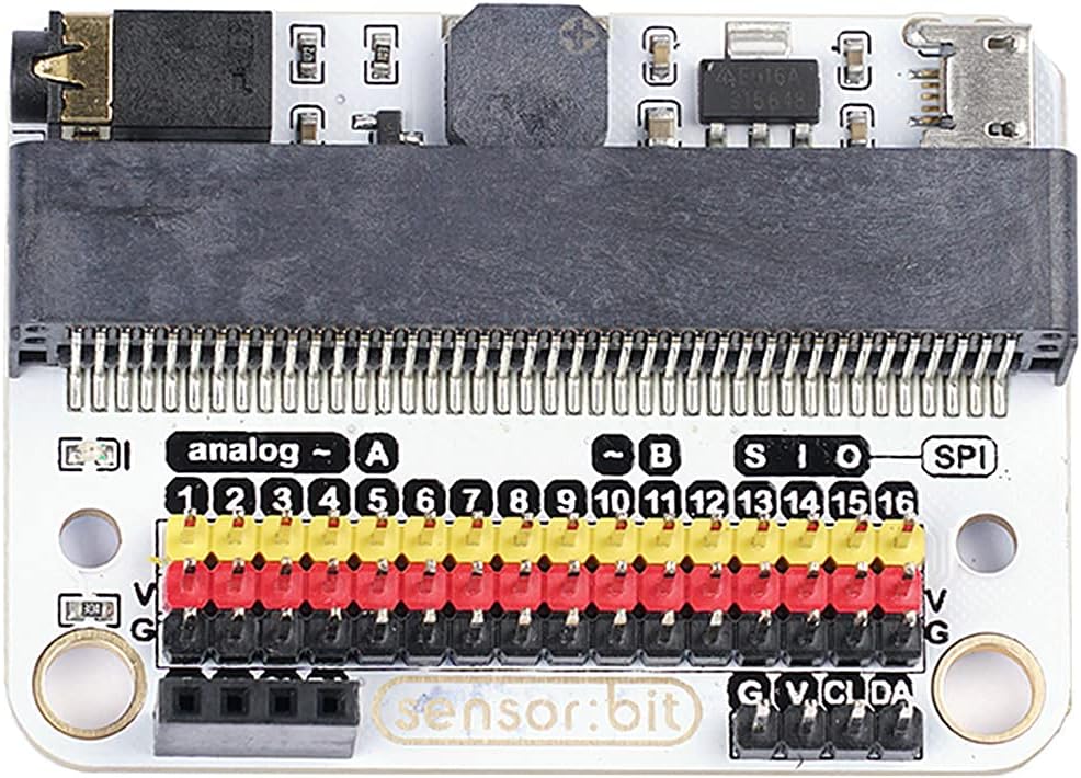 microbit Sensor:bit 3v Expansion Board Mini Micro:bit Breakout Board with 16 GVS Interface Integrated Buzzer and Audio Jack Adapter Shield IO IIC Ports Compatible with Lego Jack
