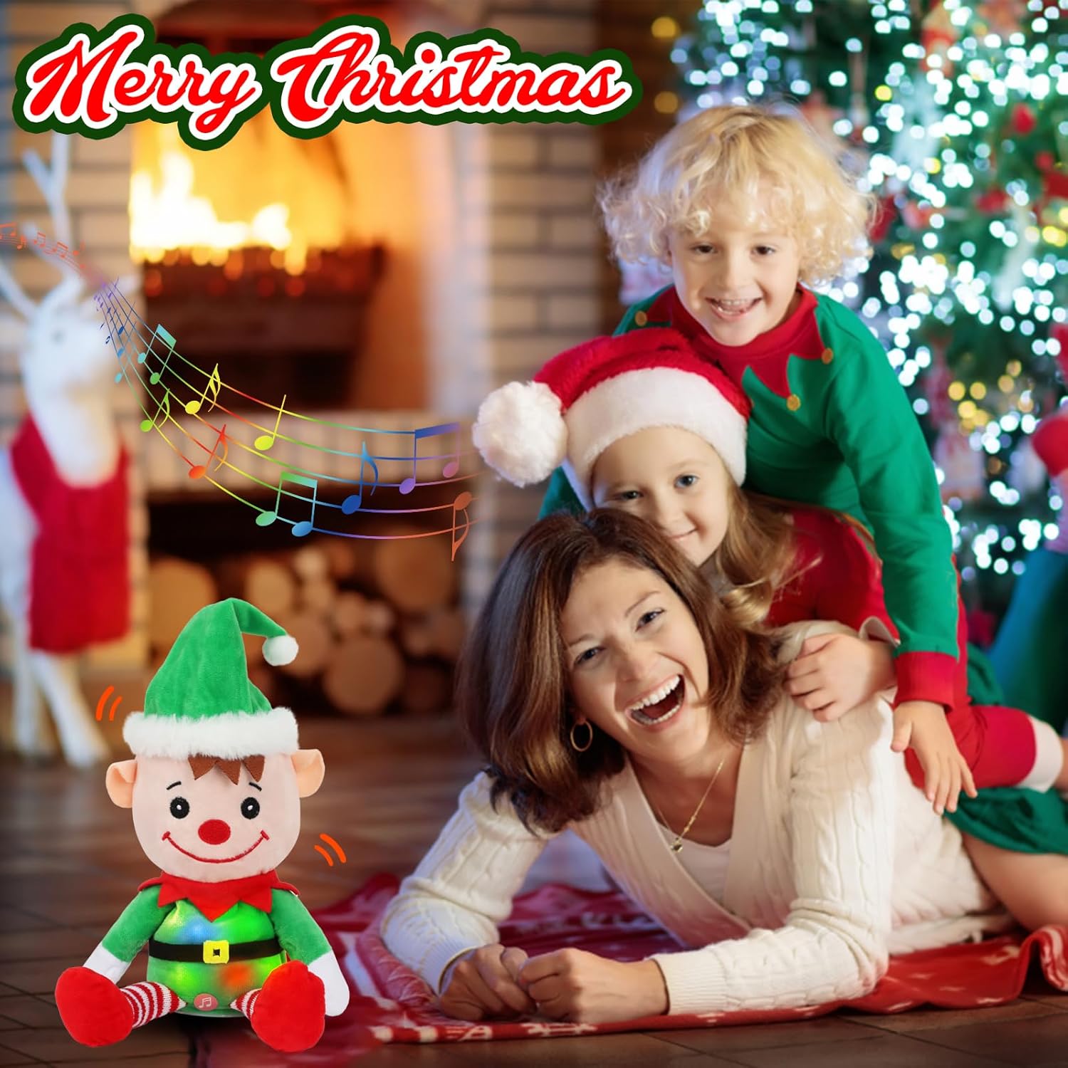 Hopearl Talking Elf Repeats What You Say Lighting up Nodding Electric Speaking Interactive Animated Toy Gifts for Toddlers, 8'' - Image 6