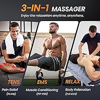 Vista 3 de AVCOO Estimulador muscular de unidad TENS de doble canal, máquina EMS TENS 3 en 1 con 24 modos y 40 niveles, masajeador EMS recargable para alivio