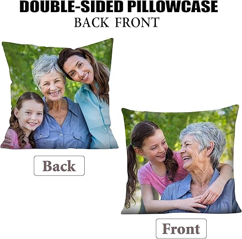 Miniatura 3 de Pillowcas - Almohada personalizada de doble cara de 14 x 14 pulgadas con imagen y texto, recuerdo de mascotas, regalo para parejas, funda de