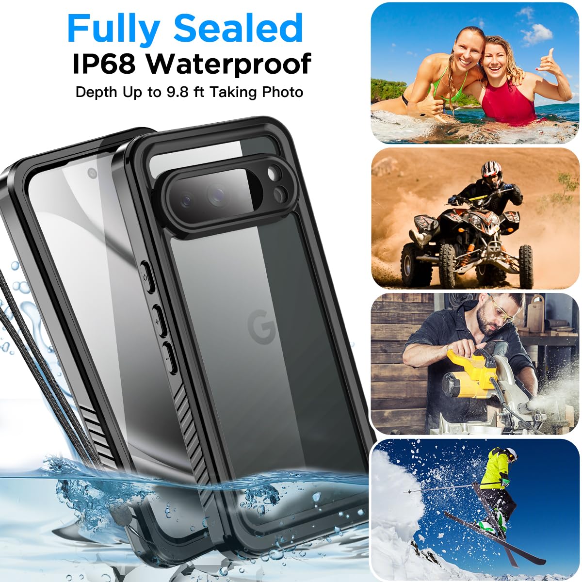 AICase für Google Pixel 10 Pro XL Wasserdicht Hülle 360 Grad Schutz Outdoor Rundumschutz IP68 zertifizierter Ganzkörperschutz,Unterwasserschutzhülle für Google Pixel 10 Pro 2025