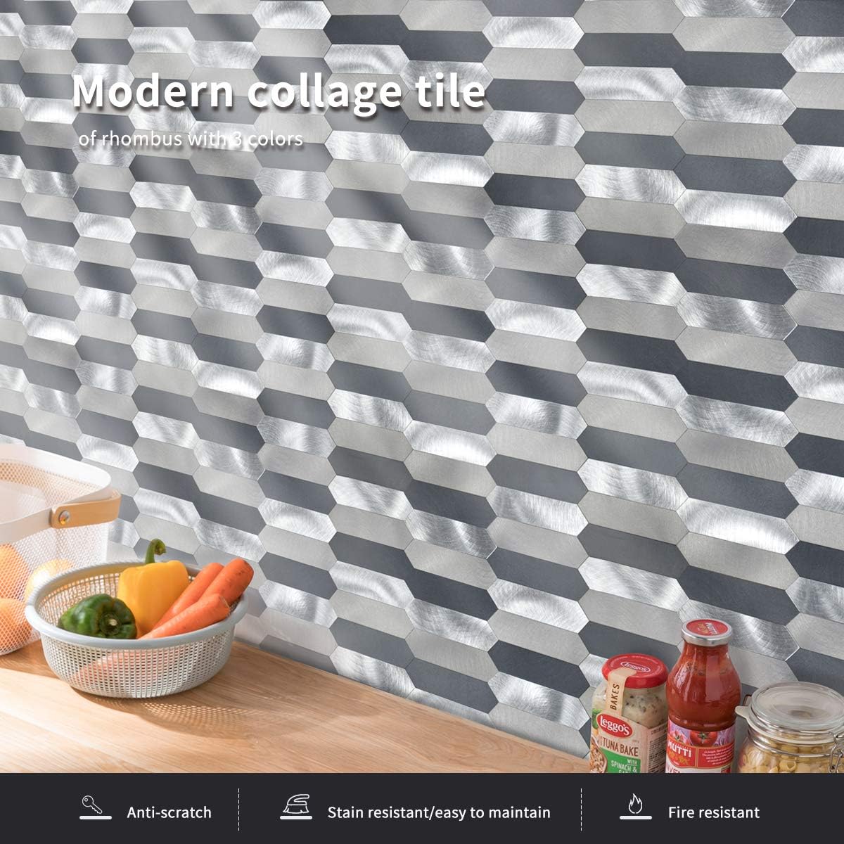 One-Day Sale: Up to 40% Off Art3d Metal Backsplash Tile for Kitchen Peel and Stick, 10-Sheet of 12x12inches, Covering 10 Sq.ft, Arrow Puzzle with Matt Color of Black, Gray, Bronze