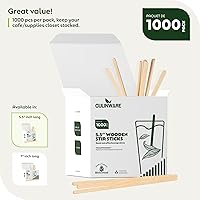 Vista 6 de CulinWare Agitadores de café y bebidas de madera de abedul ecológicos, ideales para tu rincón de café. (1000, 5.5 pulgadas)