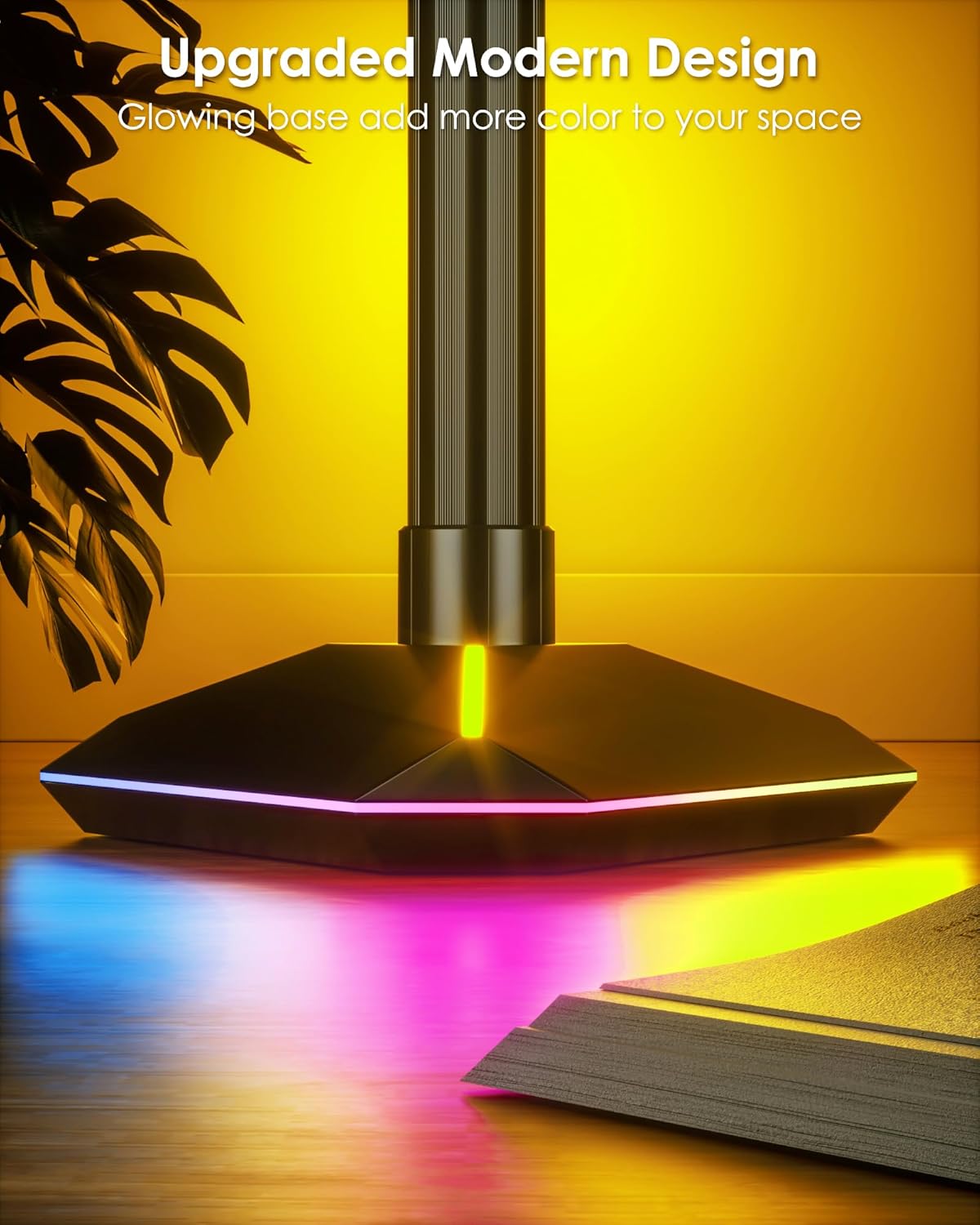 KFM 2PCS Corner Floor Lamp, LED Corner Lamp with App and Remote Control, Modern Floor Lamp with Music Sync and Illuminated Base, Color Changing Standing Lamp for Bedroom Living Room