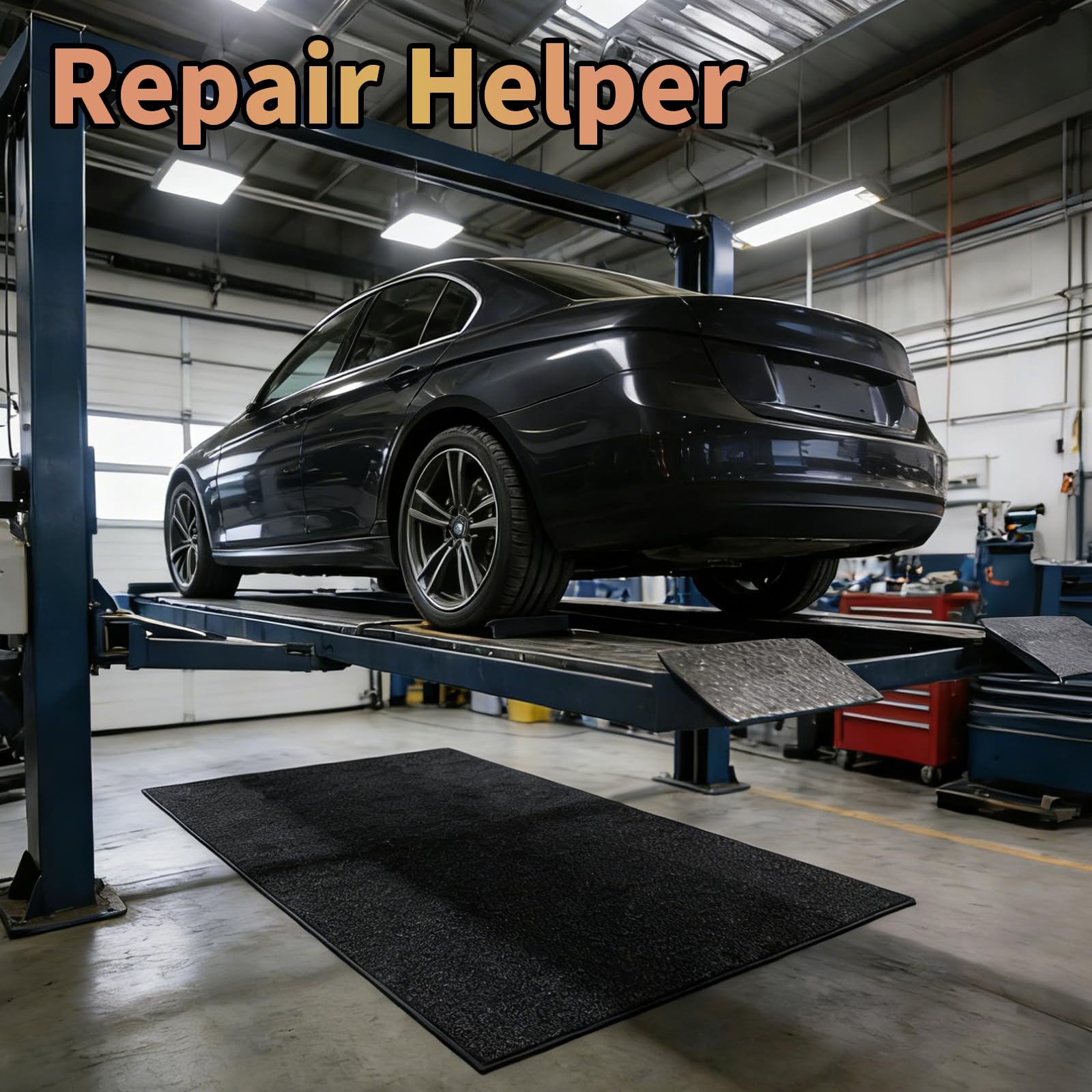 ölauffangmatte: 2 Stück Garagenboden Matten, Motorrad Teppich, 100x200 cm Grau Chemiefaser Filz, Ölbindend rutschfest Reparatur Unterlage Für Garage Werkbank Auto Service