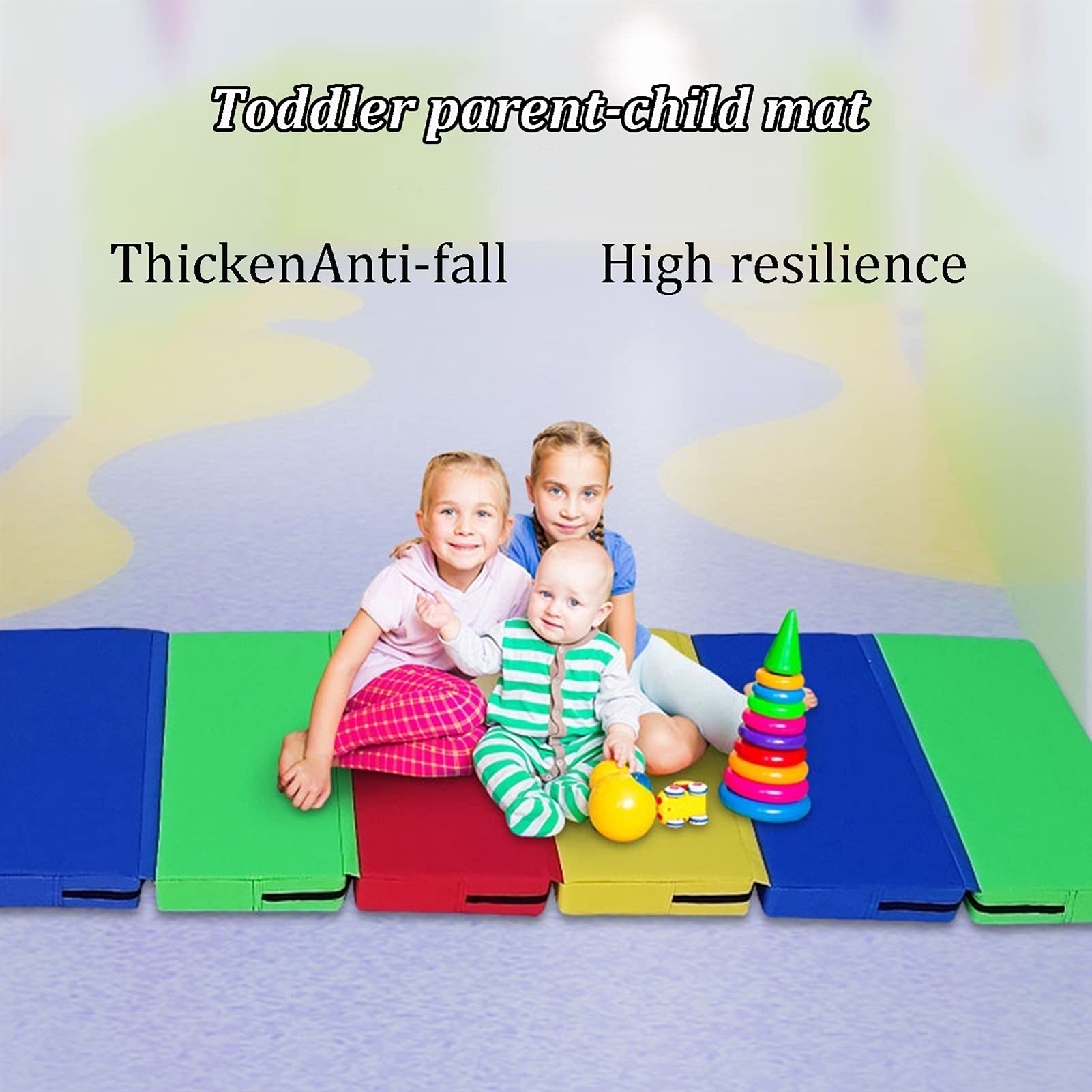 Turnmatte Weichbodenmatte Bunte Gymnastik-Taumelmatte, Oxford-Tuch-Trainingsmatte für Kindergarten-Kinder, Klettermatte/Bounce-Matte 260x50x5cm