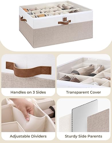 Miniatura 5 de StorageWorks Organizador de zapatos para armario, se adapta a hasta 24 pares, contenedores de almacenamiento de zapatos con divisores ajustables y