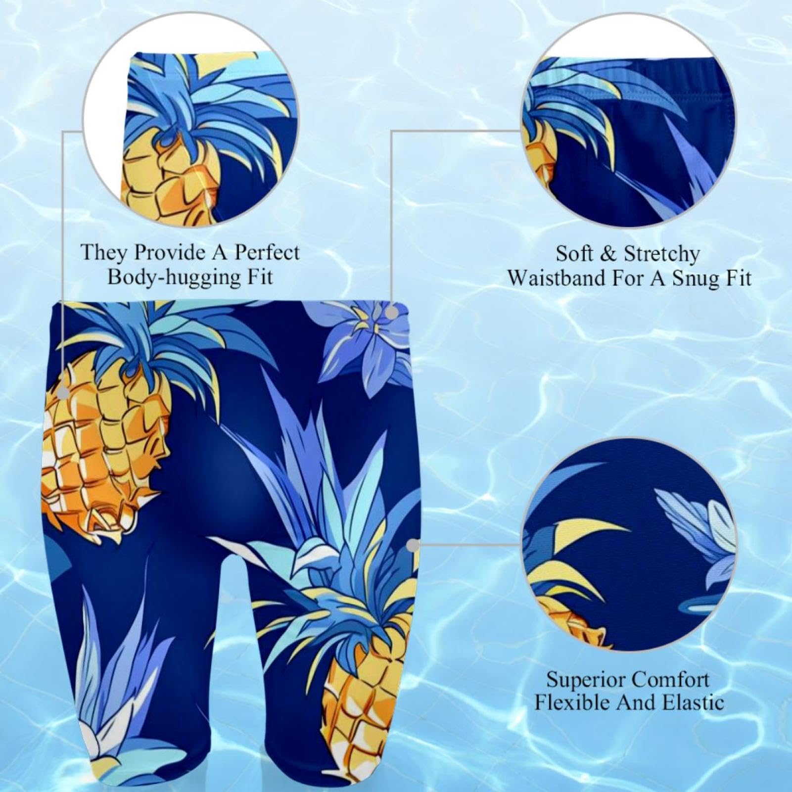 Swimsuit for Men & Boys,Competition Lap Swim Suit, Square Leg Endurance Training,Colorful Art Pineapple Pattern
